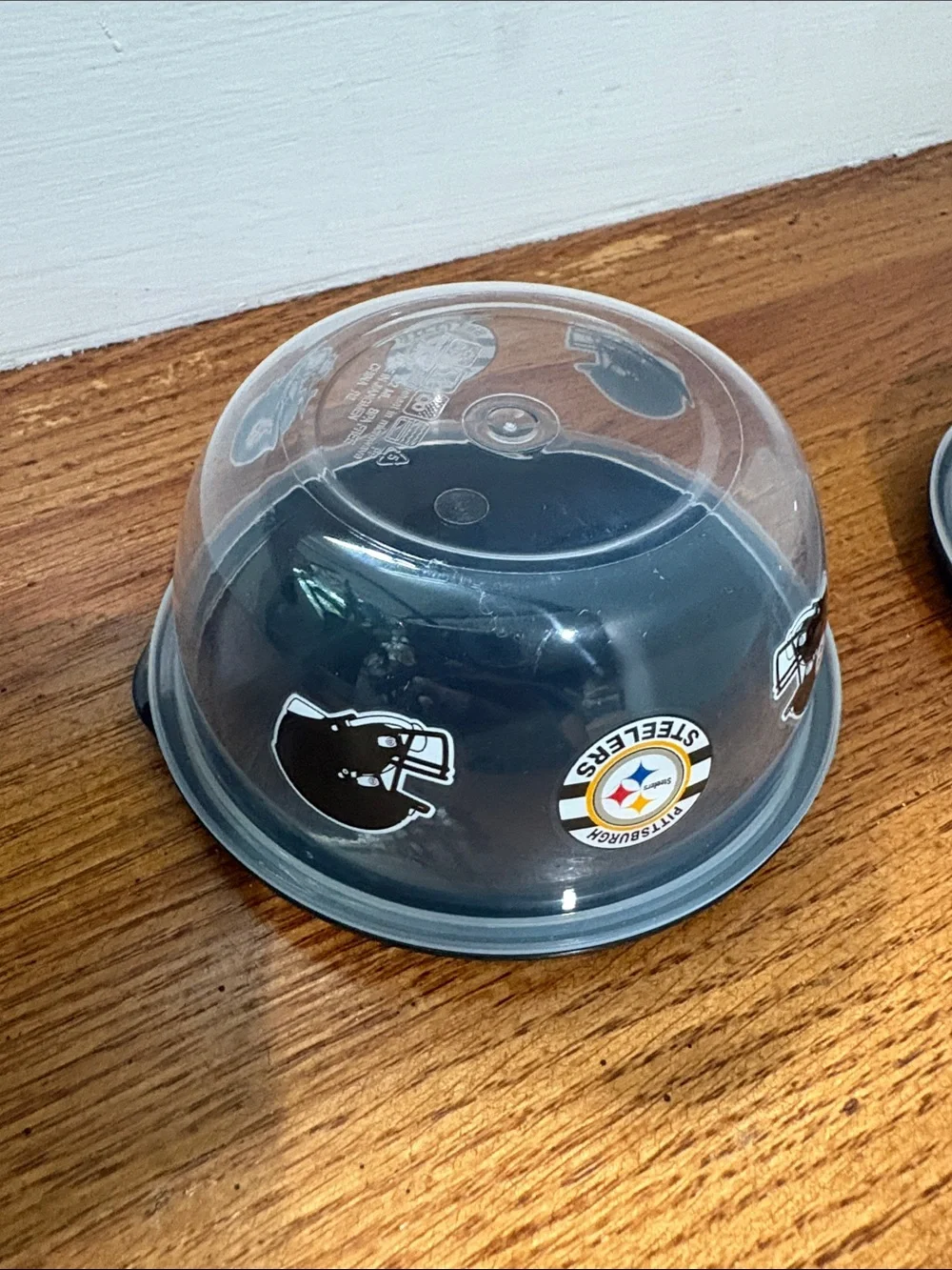2 Pittsburgh Steelers Clear Small Snack Bowls with Black Lids